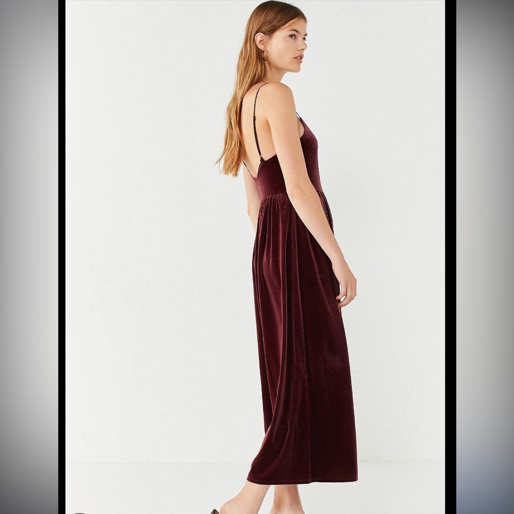 Urban Outfitters Red Ruched Jumpsuit Spaghetti Strap